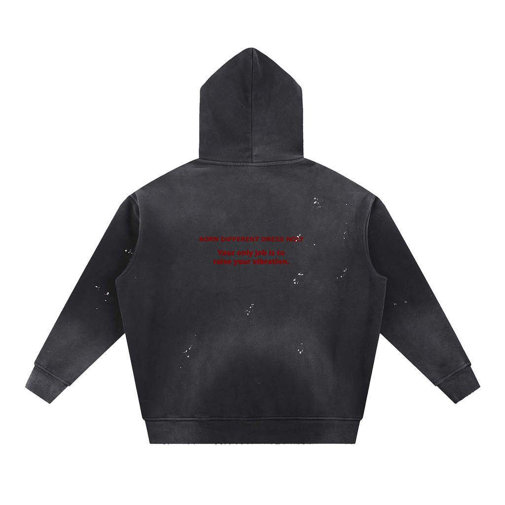 HOLYENCORE™ Vintage Washed Frayed Fleece Hoodie