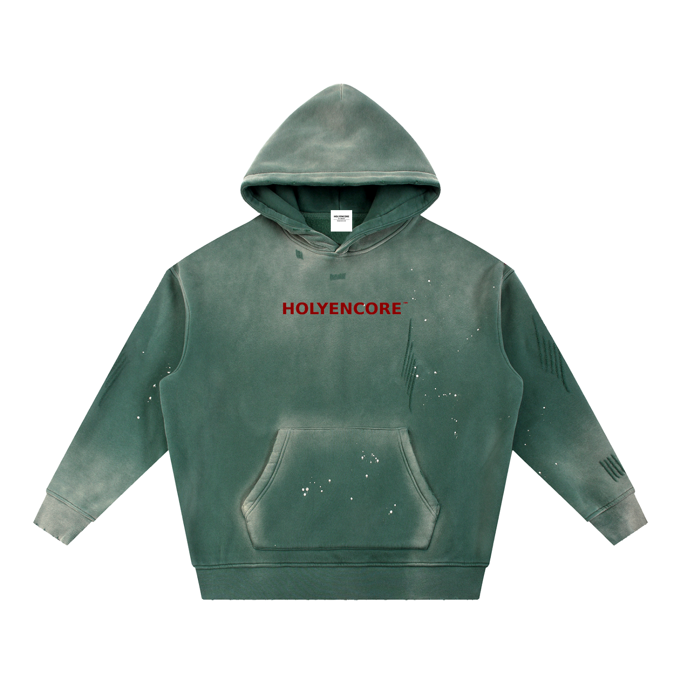 HOLYENCORE™ Vintage Washed Frayed Fleece Hoodie