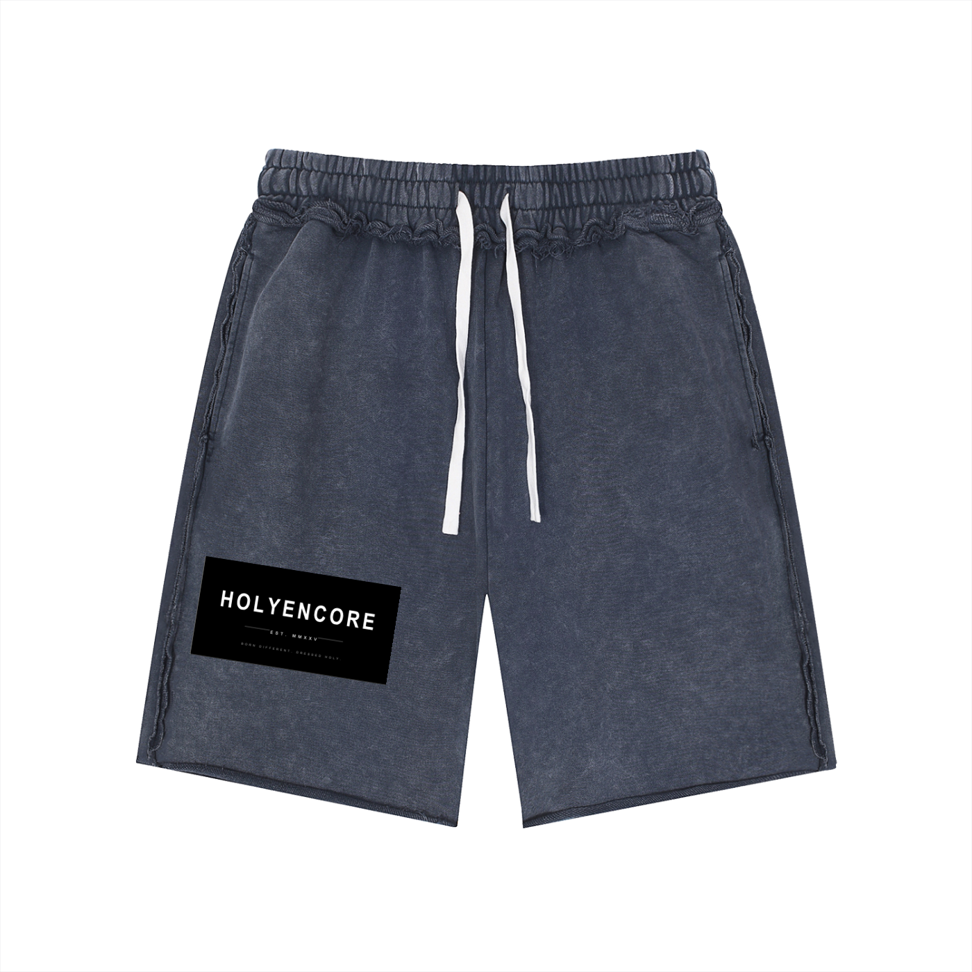 Unisex Mineral Wash Raw Edge Shorts