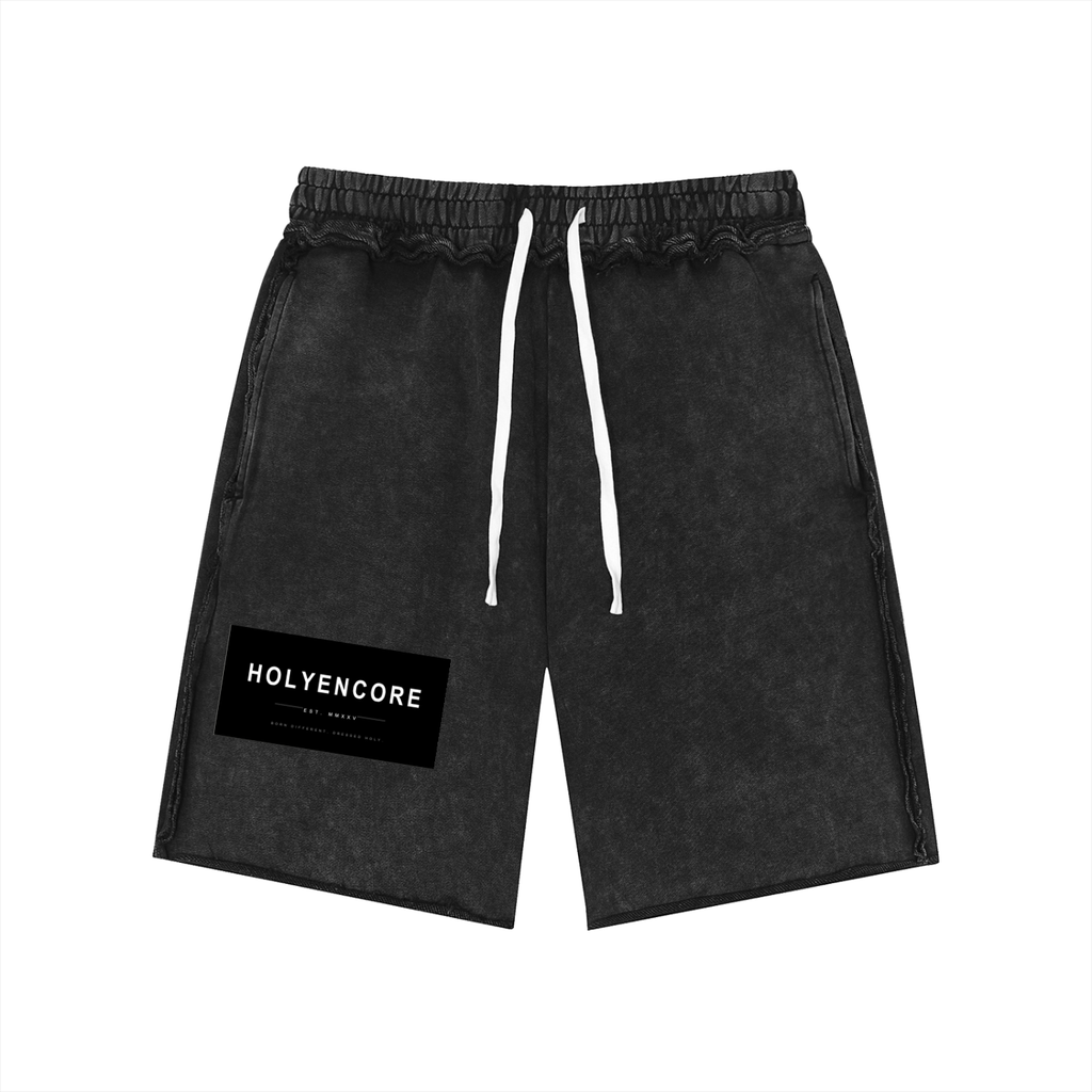 Unisex Mineral Wash Raw Edge Shorts
