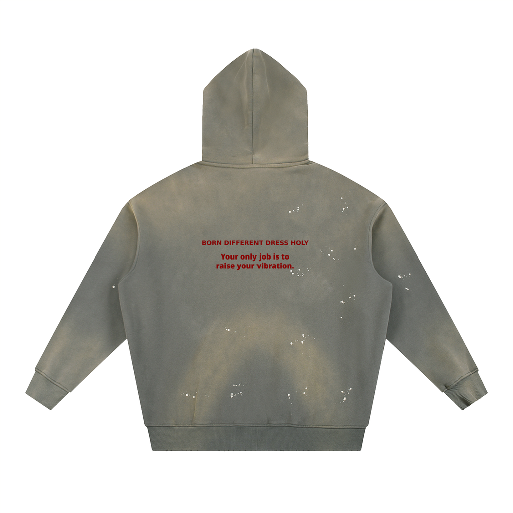HOLYENCORE™ Vintage Washed Frayed Fleece Hoodie