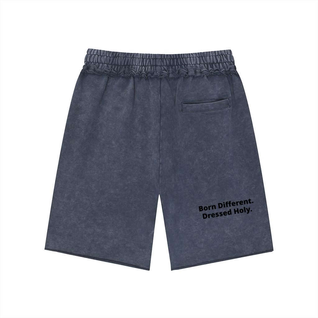 Unisex Mineral Wash Raw Edge Shorts