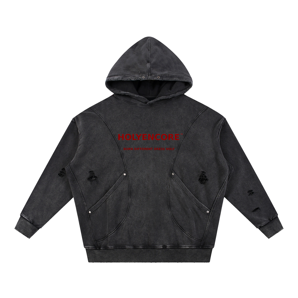 HOLYENCORE™ Snow Washed Distressed Hoodie