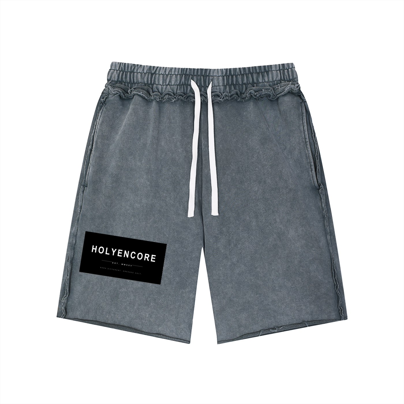 Unisex Mineral Wash Raw Edge Shorts