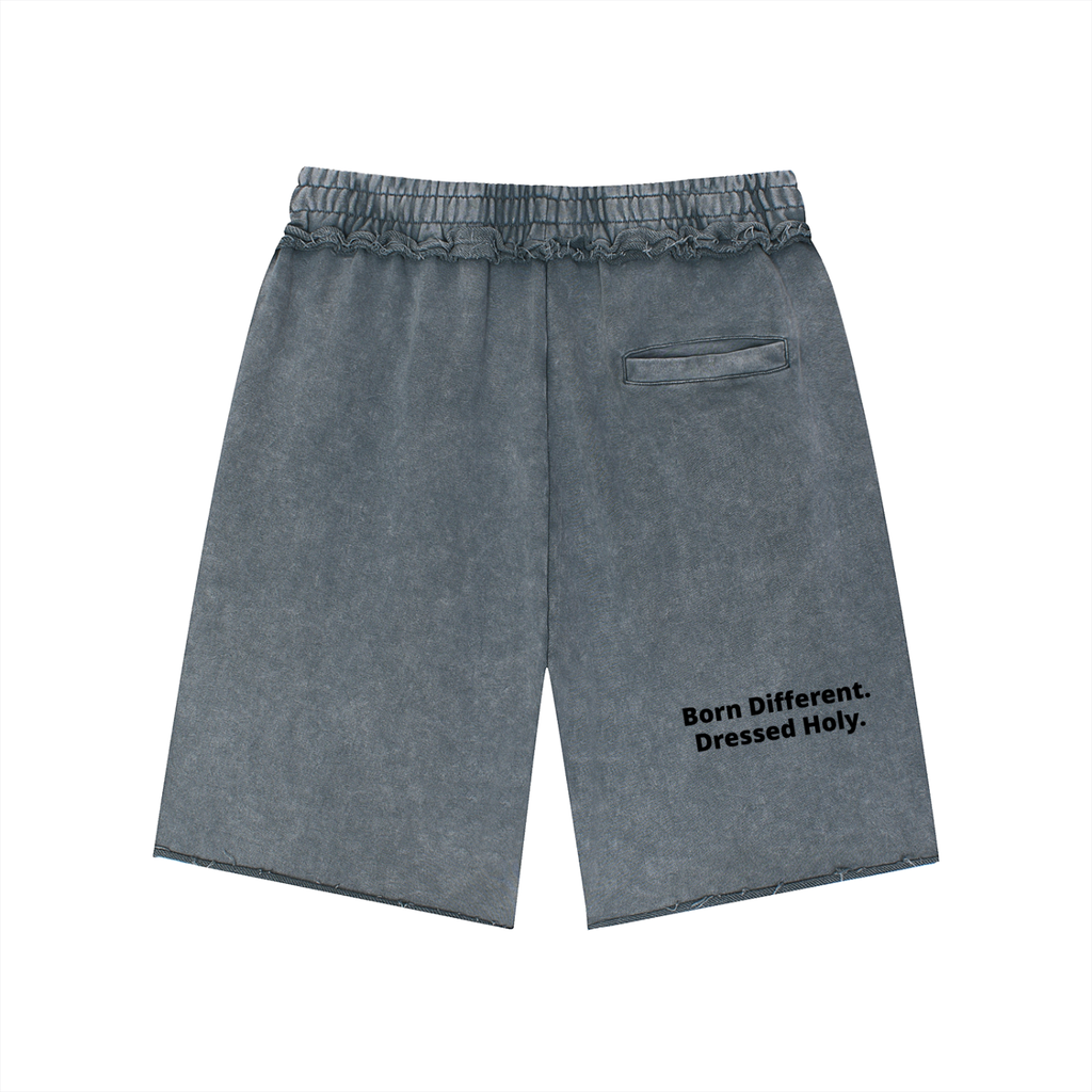 Unisex Mineral Wash Raw Edge Shorts