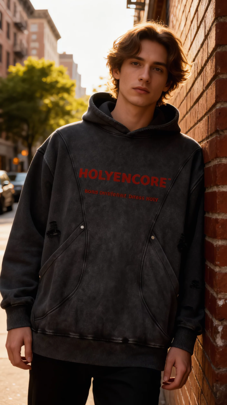 HOLYENCORE™ Snow Washed Distressed Hoodie
