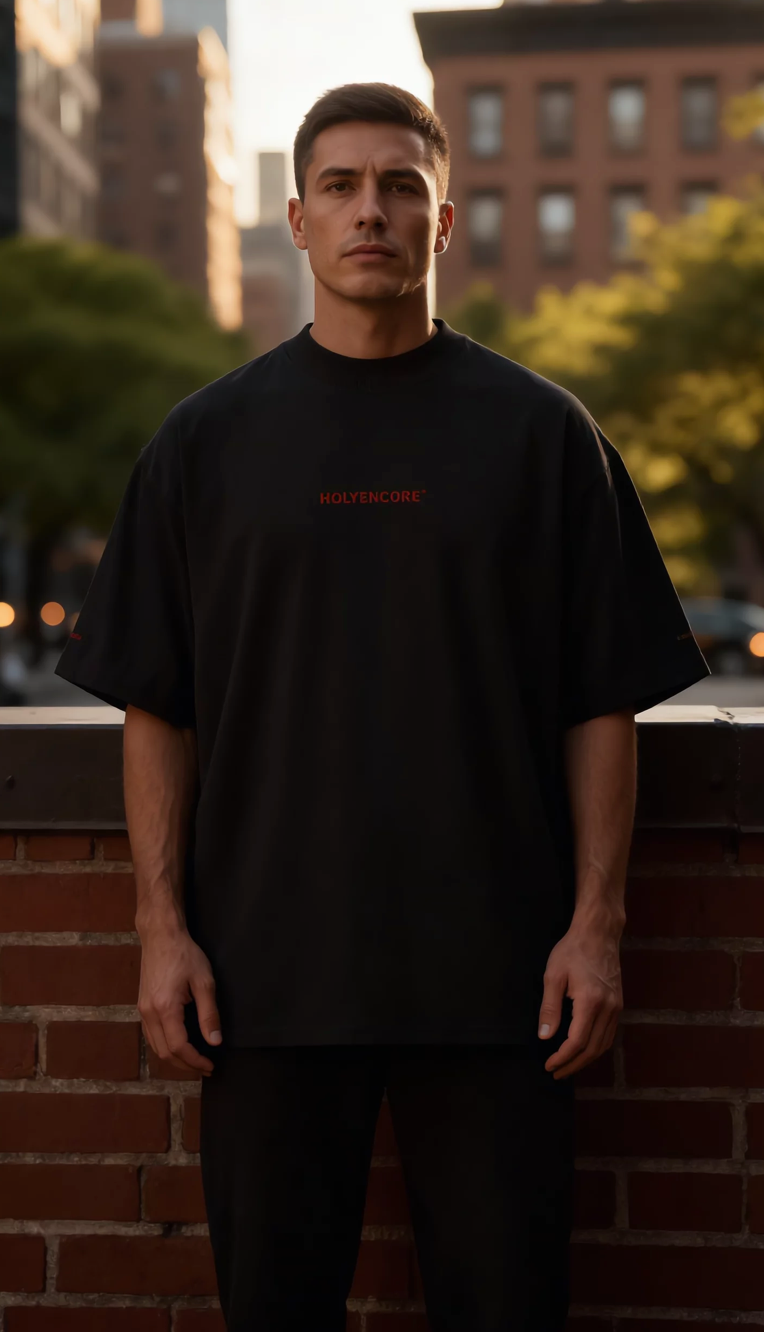 HOLYENCORE™ Oversized Tee Black — Embroidered Edition 🪡