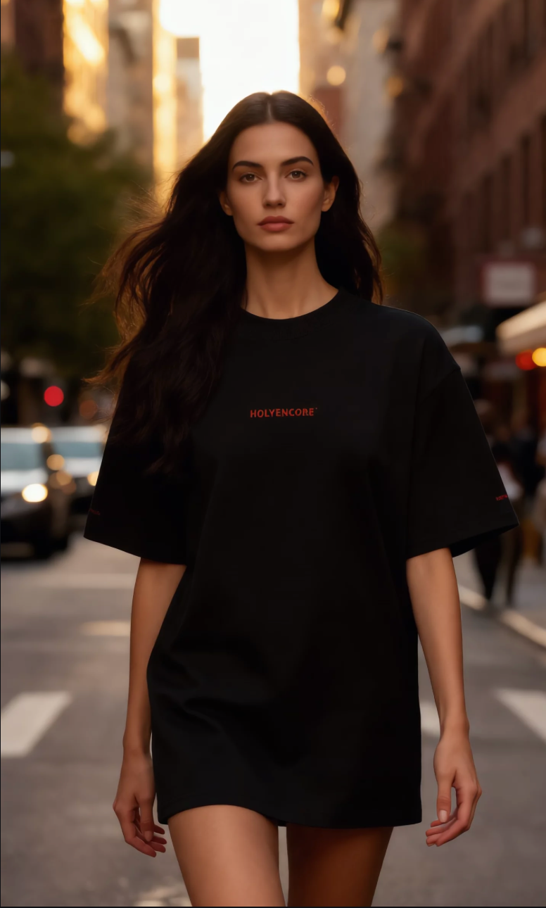 HOLYENCORE™ Oversized Tee Black — Embroidered Edition 🪡