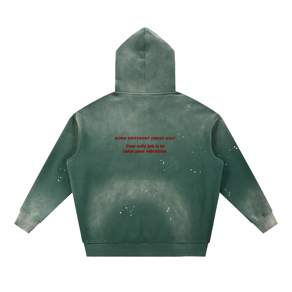HOLYENCORE™ Vintage Washed Frayed Fleece Hoodie
