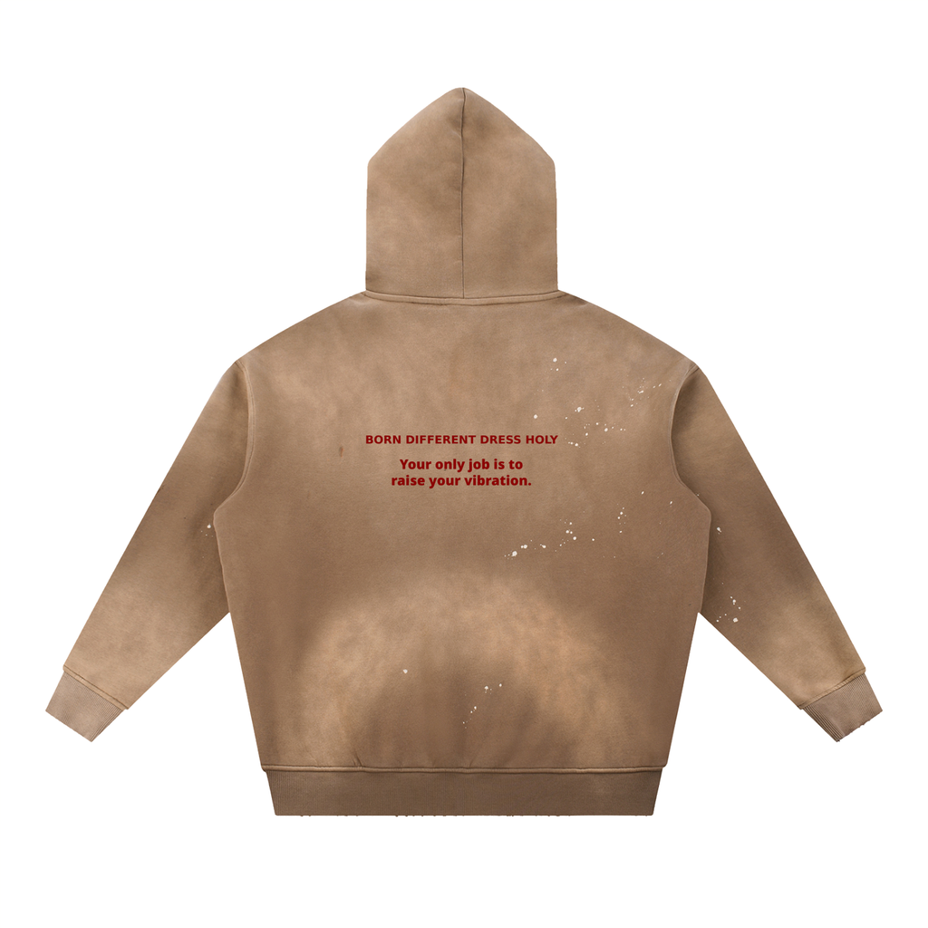 HOLYENCORE™ Vintage Washed Frayed Fleece Hoodie