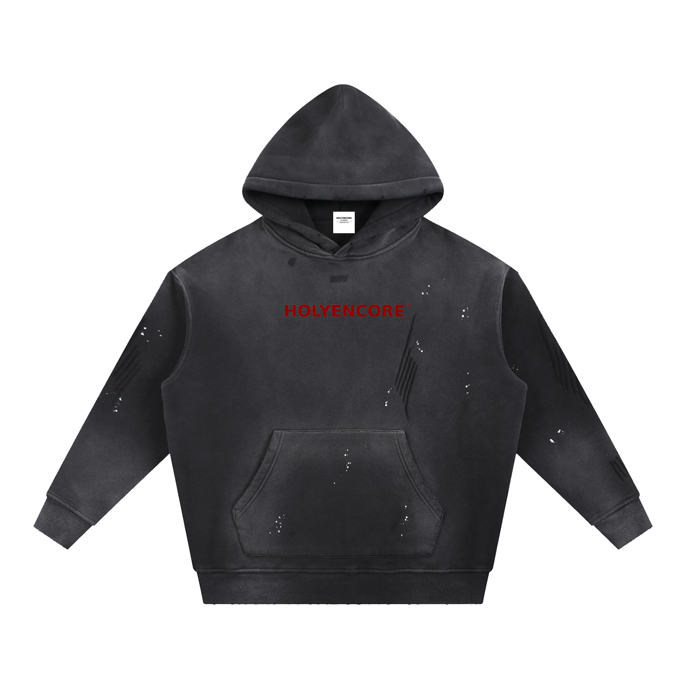 HOLYENCORE™ Vintage Washed Frayed Fleece Hoodie