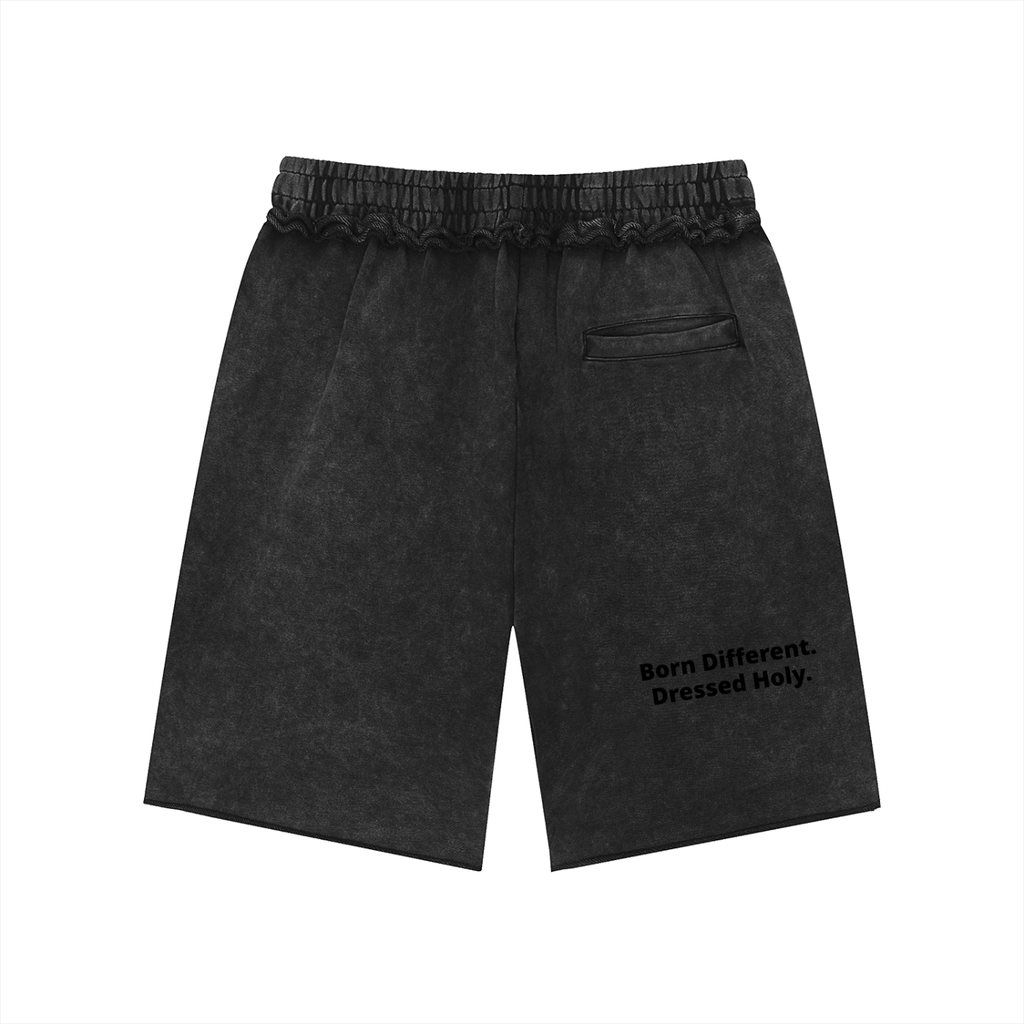 Unisex Mineral Wash Raw Edge Shorts